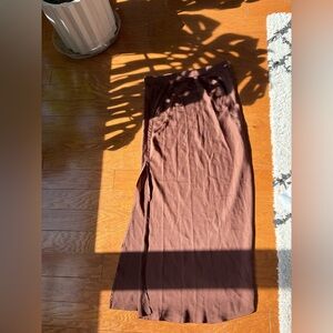 Elegant Satin Brown Women's Skirt